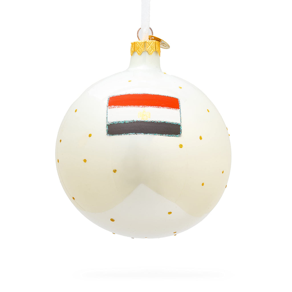 Pyramids and Great Sphinx of Giza, Egypt Glass Ball Christmas Ornament 4 Inches
