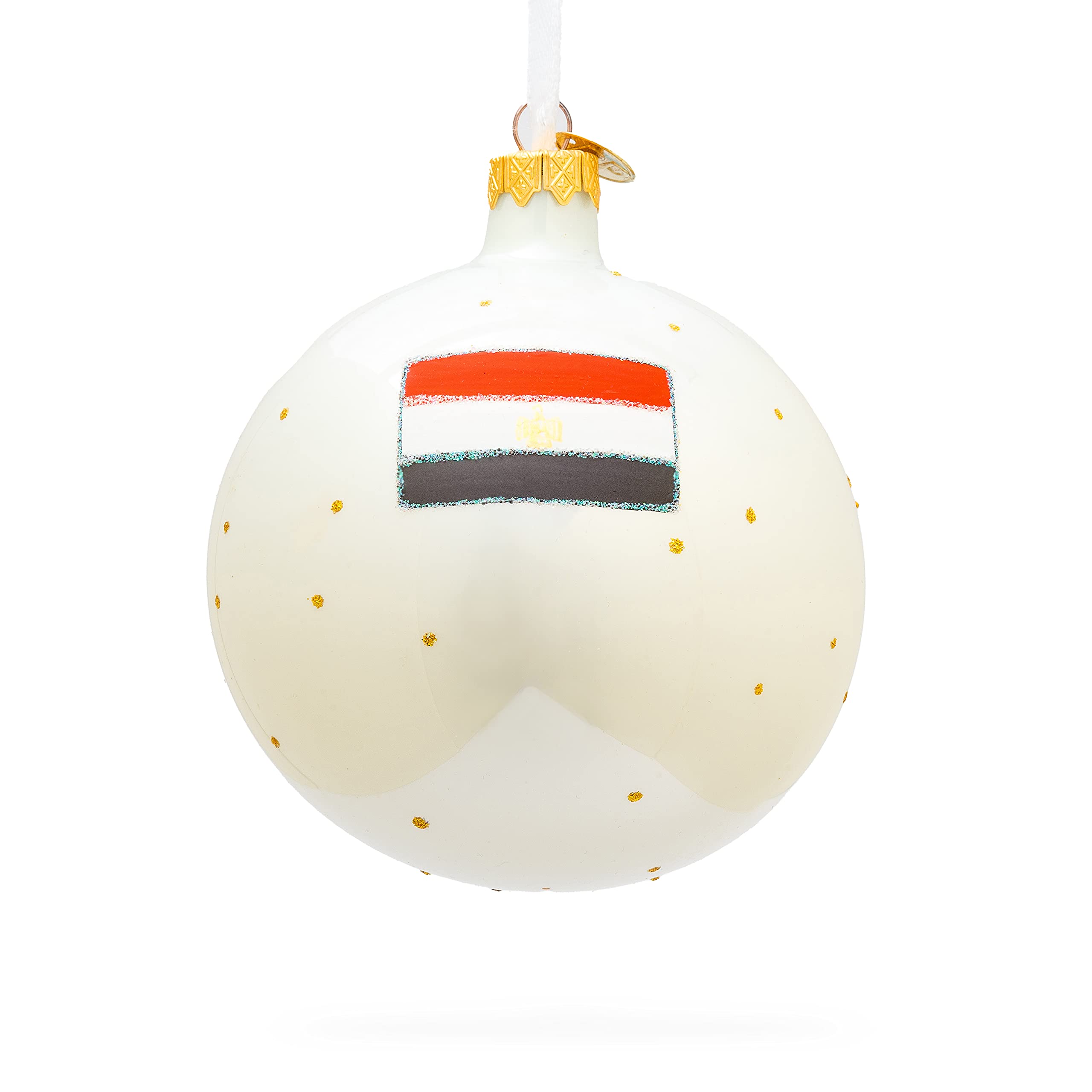 Pyramids and Great Sphinx of Giza, Egypt Glass Ball Christmas Ornament 4 Inches