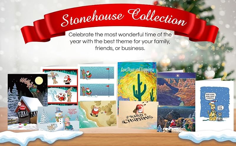 Stonehouse Collection Santa Stargazing Dock Christmas Cards - Standard Pack