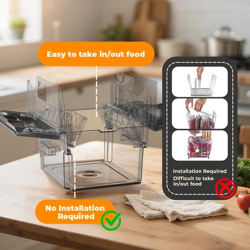 Sous Vide Container with Lid and Built-in Rack Double-Door Design 11.6 QT Sous Vide Containers Grey Sous Vide Pot for Most Sous Vide Machines