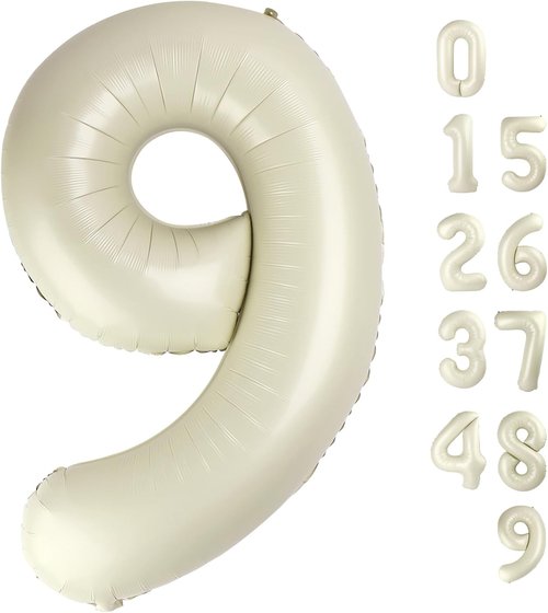 40 Inch Cream White Number 9 Balloon - Perfect for Birthday Parties, Weddings & Graduations