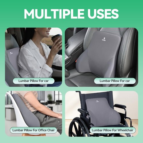 FAIZJUNBEN Lumbar Support Pillow, Memory Foam Cushion, Improve Posture and Relieve Low Back Pain, Lumbar Support for car Seats, Gaming Chairs, Office Chairs, wheelchairs