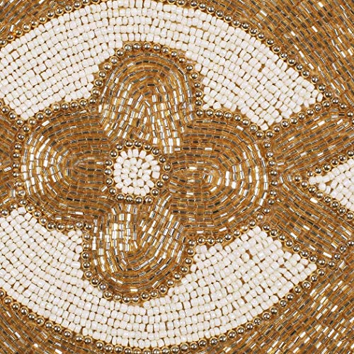 Lightnpro Hand Beaded Table Runner 13x36 Infinity Gold Ivory | Handmade Satin Backing