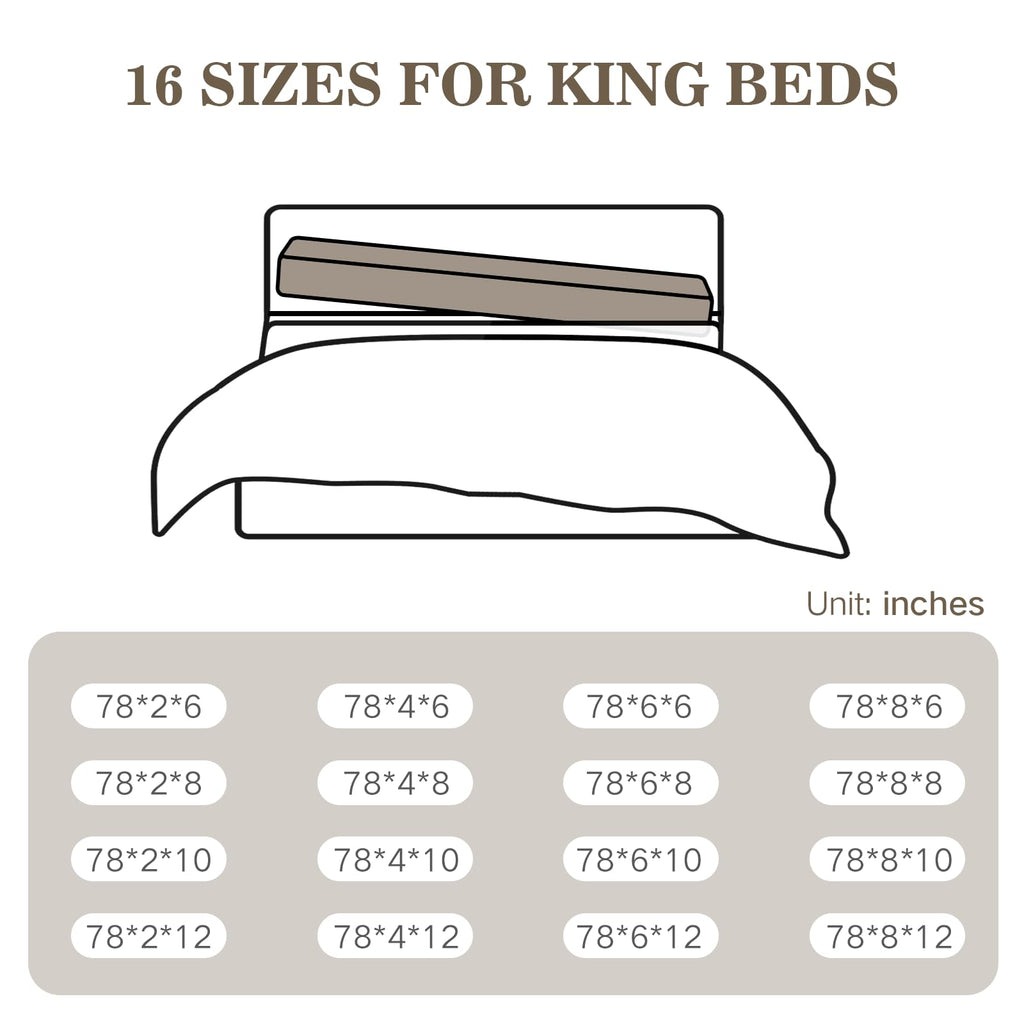 DEEPSHARK Mattress Extender,Bed Gap/Space Filler,Headboard Wall Space Gap Filler for King,High-Density Sponge,Removable and Washable Cover（Beige-King-78 * 4 * 10in）