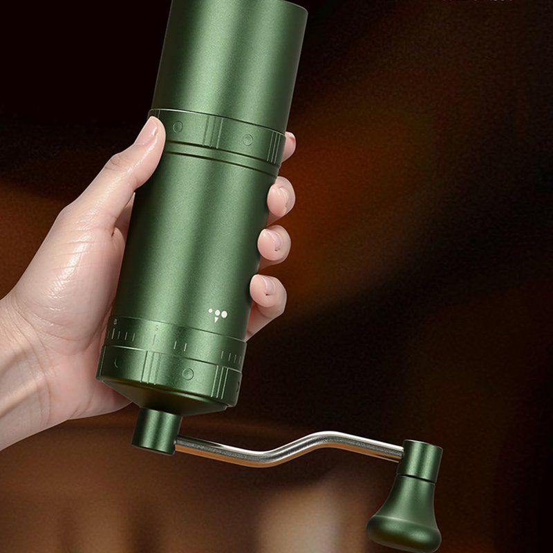 WARHEART Manual Coffee Grinder, Aluminum body, Precision steel grinder, Adjustable grinding precision, Hand grind coffee grinder with coffee spoon and Blowing nozzle (Green)