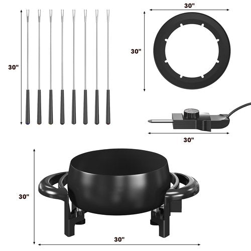 Sunvivi Electric Fondue Pot Set for Melting Chocolate Cheese, 3 Quart Fondue Set with Adjustable Temperature Control and 8 Color-Coded Forks, 1000W Non-Stick Fondue Maker for Dessert, Oil and Broth