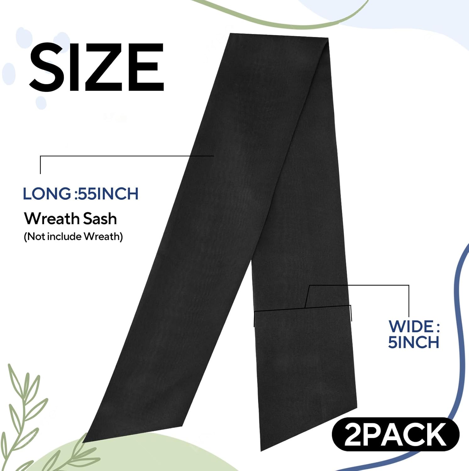Regine Switzerland Black Wreath Sash - Elegant Linen Ribbon Bow for Front Door & Porch Decor