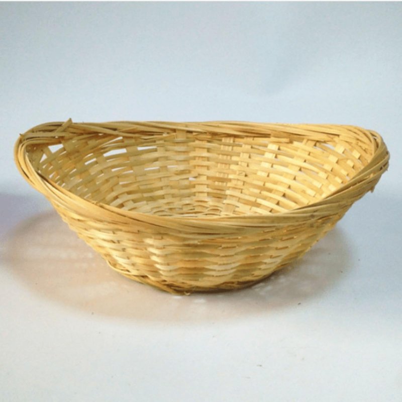 LONG XIN SERIES 4 Pcs 8.8"x6.7"x2.5" Bamboo Basket Tray Oval Display Bamboo Handmade Basket for Kitchen Organization Stackable Storage