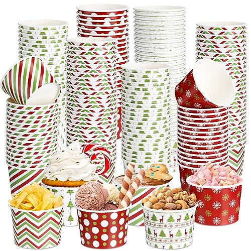 120 Pcs Christmas Disposable Dessert Bowls 9 oz, 6 Styles - Sliner