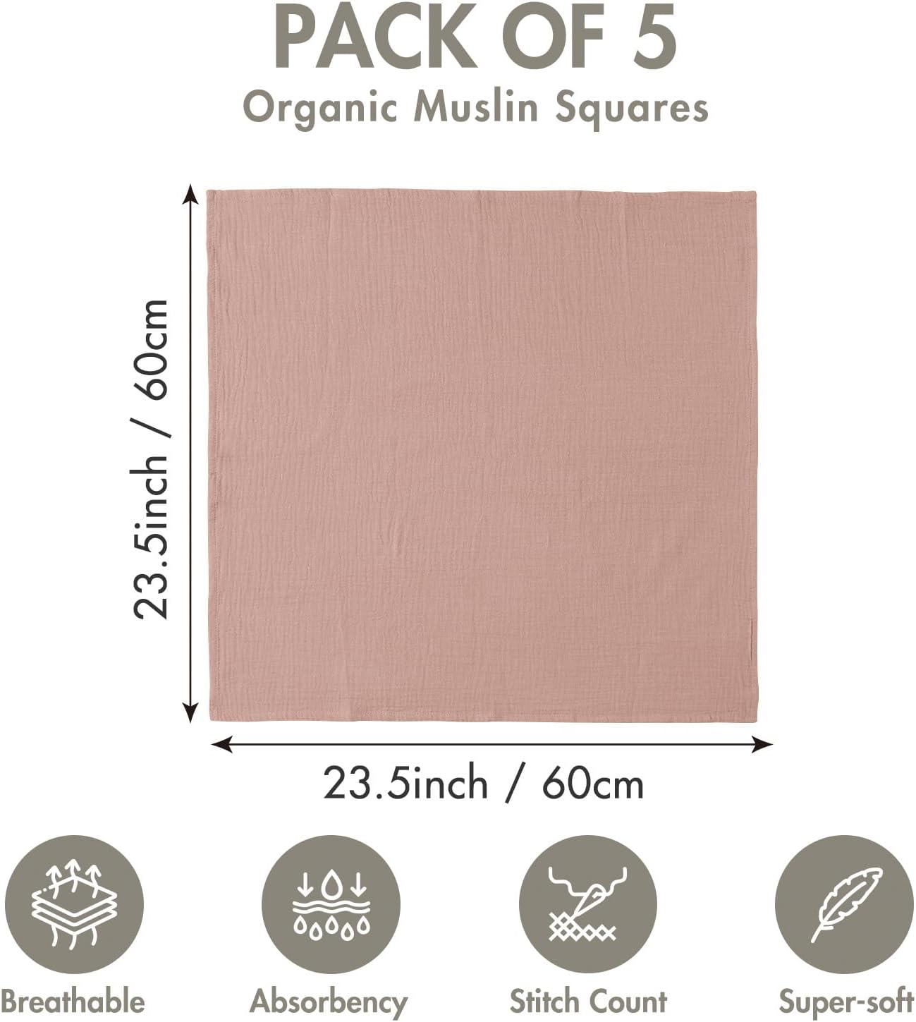 Skiennix Muslin Receiving Blankets - Breathable Swaddle Wraps for Newborns | 5 Pack in Gentle Colors
