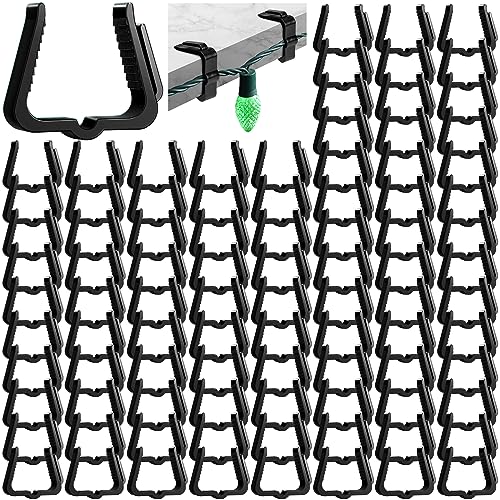 50 Pcs Christmas Light Gutter Clips - 1-5/8 Inch Black Plastic Hooks