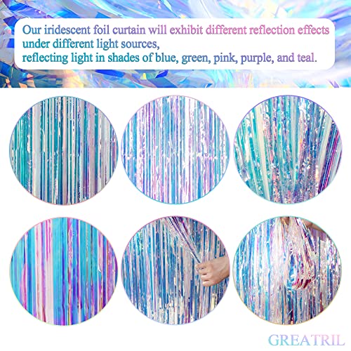 Iridescent Foil Fringe Curtain Backdrop 2 Pcs Holographic Party Streamers