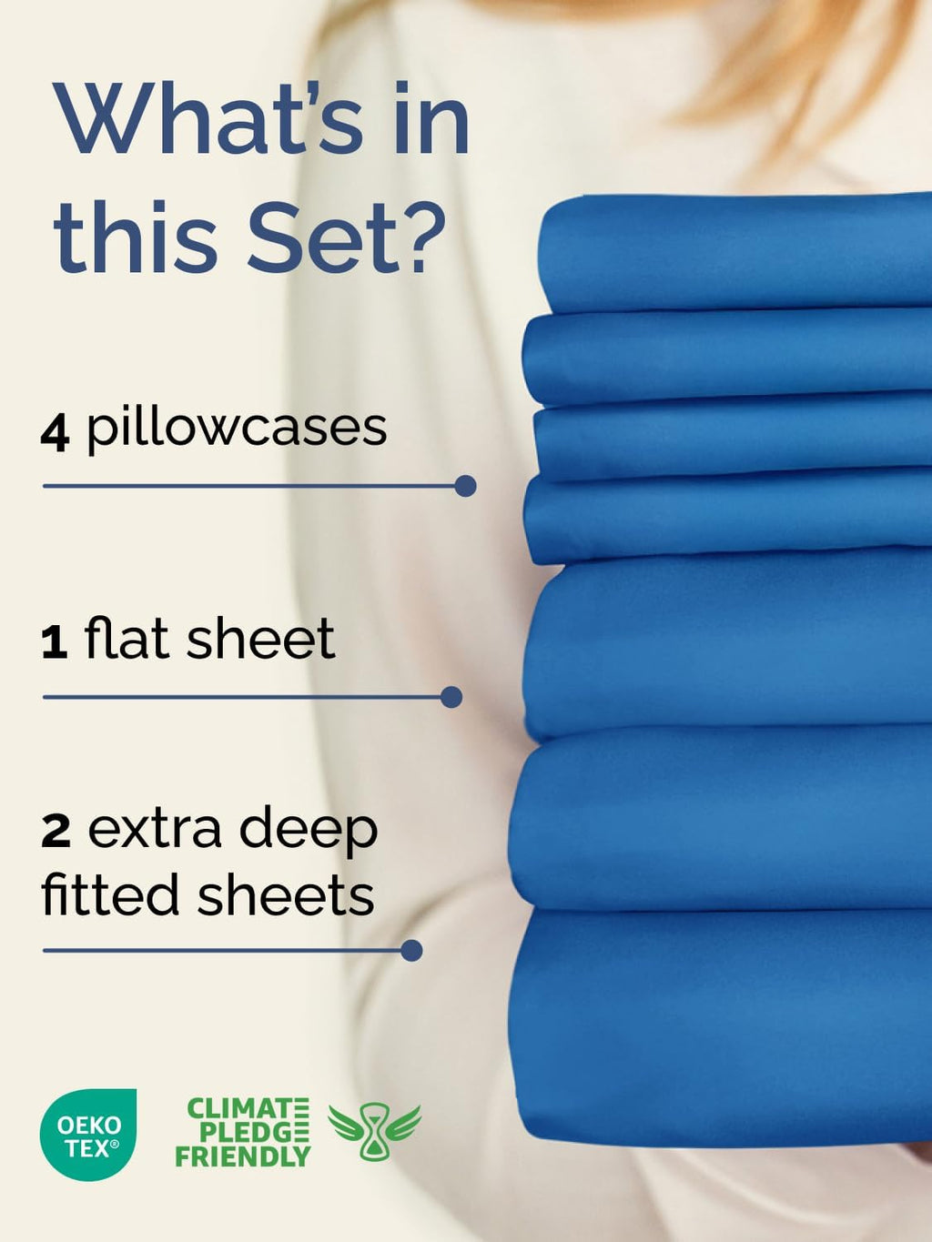 Skiennix Extra Deep Split King Sheet Set - 7 Piece Breathable Cooling Bedding - Luxurious Soft Royal Blue