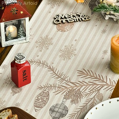 Artoid Mode Christmas Tree Stripes Pine Trees Holiday Table Runner 13x72 Inch