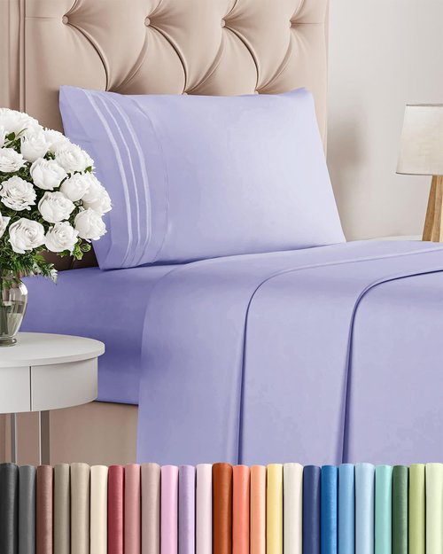 Comfy Twin Size 3-Piece Sheet Set by [Brand Name] | Breathable & Cooling Luxury Bedding - Ultra-Soft, Deep Pockets - Lavender