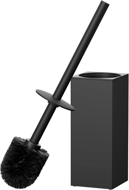 FORIOUS Toilet Brush Set - Heavy Duty 304 Stainless Steel Holder with Long Handle | Black, Space-Saving Design