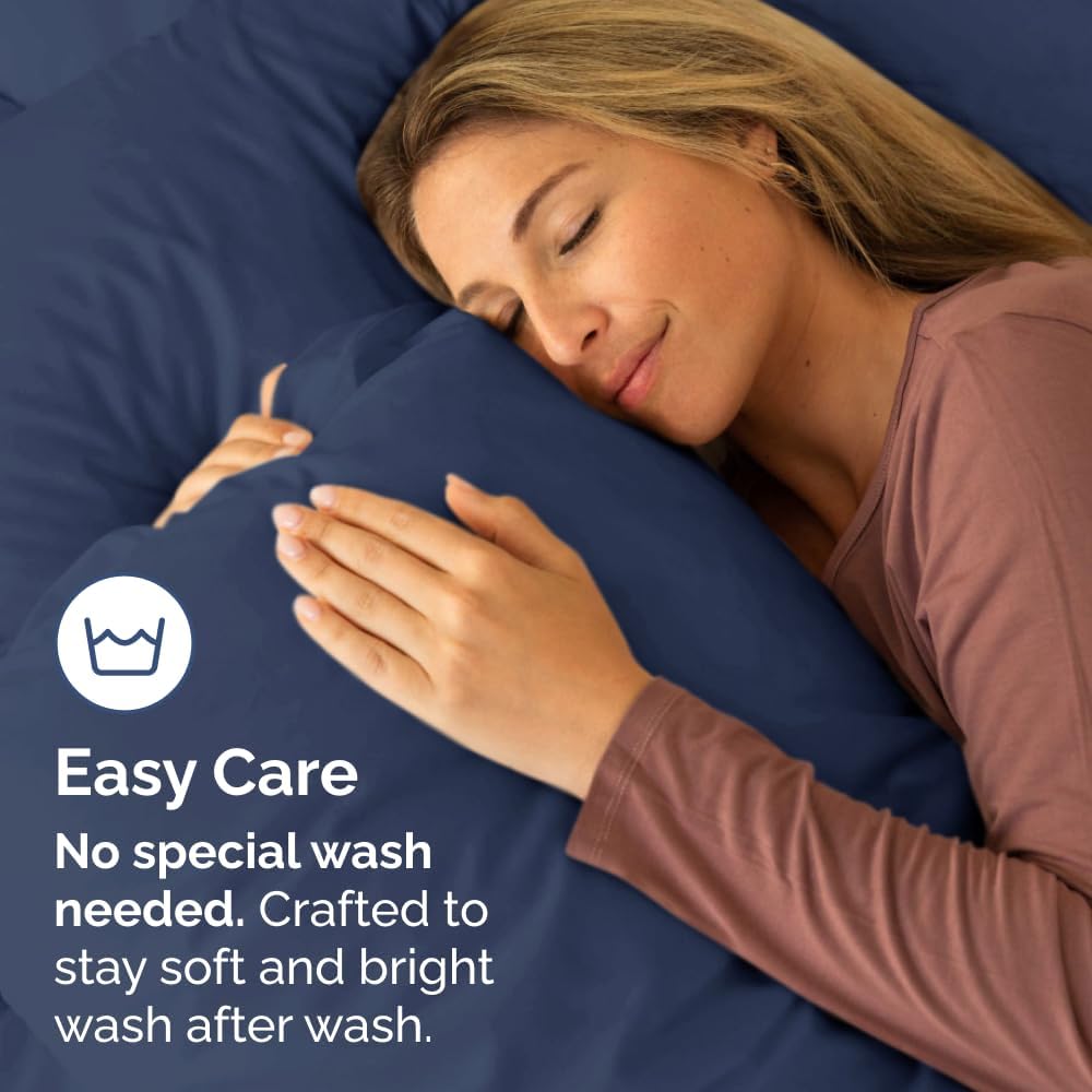 Skiennix Standard Pillow Cases Set of 2 | Ultra-Soft Hotel Quality, Wrinkle-Free, Navy Blue