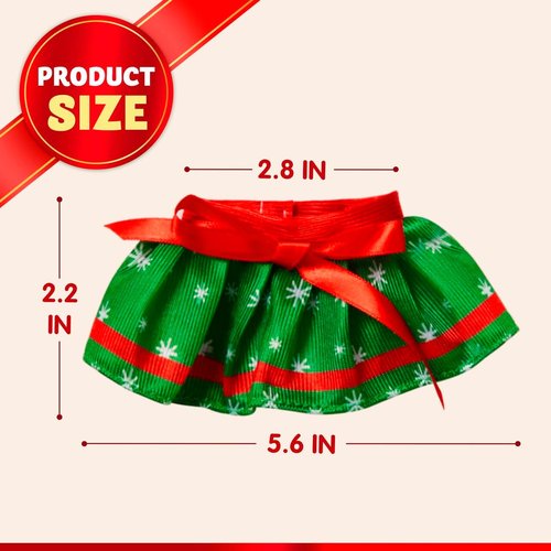 JOYIN Christmas Doll Skirts - 3-Piece Green Santa Dress Accessories Set for Holiday Decor