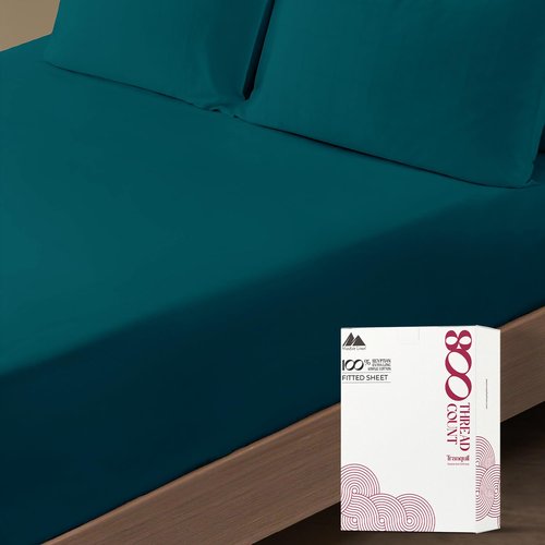 Mayfair Linen Luxury 100% Egyptian Cotton King Fitted Sheet Only - Premium 800 TC Hotel Quality Deep Pocket Cotton Fitted Sheets, Soft, Sateen Weave Bottom Sheet, Fits Mattress up to 18 in - Teal
