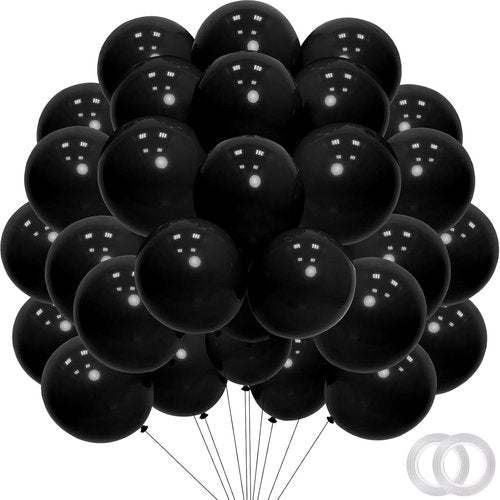Black Balloons - 12-Inch Matte Latex | 100-Pack Helium Balloons for Birthday, Wedding & Party Decor
