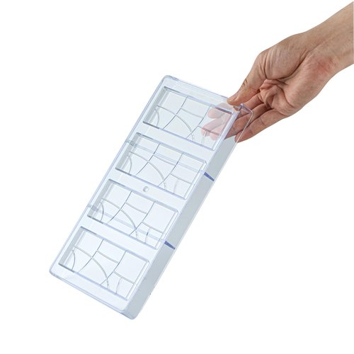 Restaurantware Pastry Tek 10.8 x 5.3 Inch Chocolate Bar Molds 10 Dishwashable Chocolate Molds - 4 Cavities Freezable Clear Polycarbonate Candy Molds For Protein and Energy Bars Easy To Release