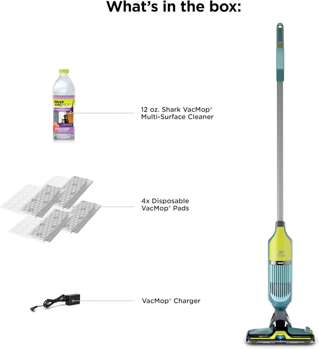 Shark VACMOP Reveal Cordless Hard Floor Cleaner - Powerful Suction & Illumination Light | Includes 4 Pads & 12oz Pet Solution