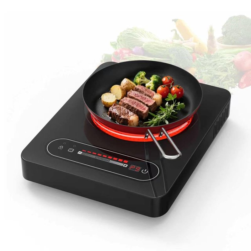 VBGK Single Burner Electric Cooktop,110V 1800W Electric Stove Top with LED Touch Control, 10 Power Levels, 4 hTimer, Safety Lock,Portable single burner cooktop