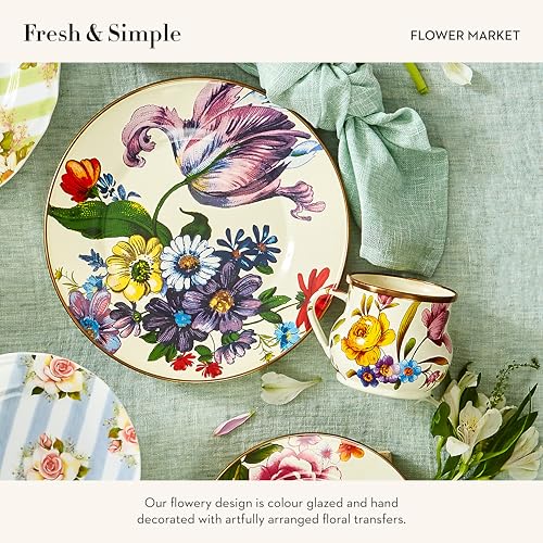 MacKenzie-Childs Enamel Mug 16 oz Flower Market White