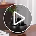 Black Ceramic Tabletop Water Fountain for Indoor Home & Office Decor
