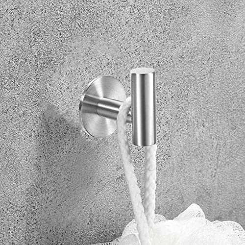 Brushed Stainless Steel Self-Adhesive Towel Hooks - Heavy Duty 2-Pack