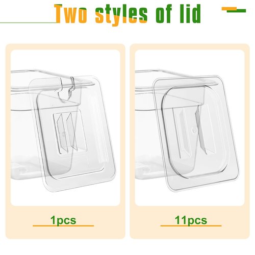 PYQTH 12 Pack Plastic Food Pan with Lids 1/6 Size 6'' Deep Restaurant Food Containers Stackable Clear Polycarbonate Commercial Hotel Pans with 1 Plastic Spoon for Fruits Vegetables