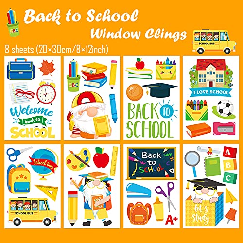 Back to School Window Clings - 8 Sheets Reusable Static Stickers