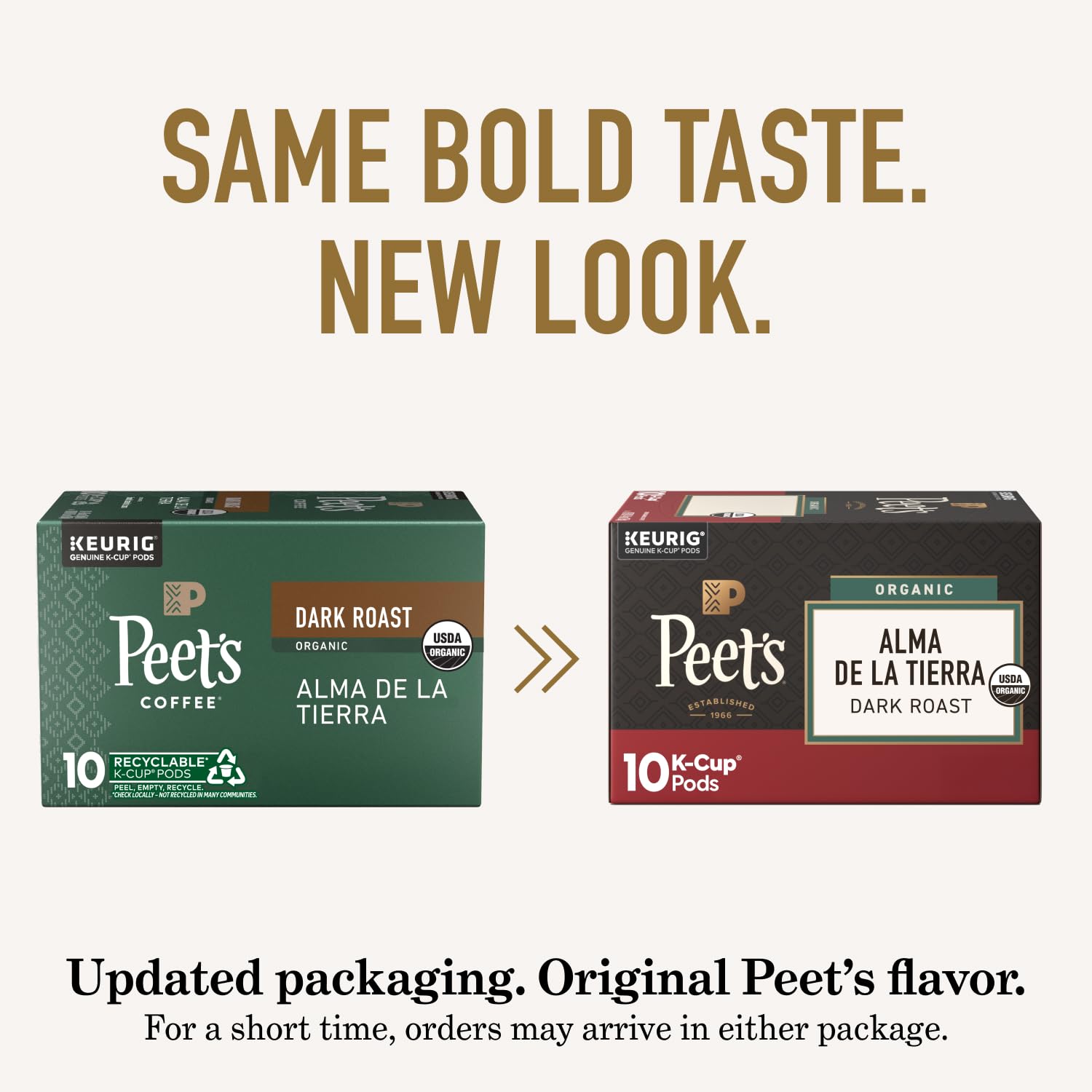 Peet's Coffee Organic Dark Roast K-Cup Pods - 100% Arabica Alma de la Tierra, 60 Count (6 Boxes of 10 Pods)