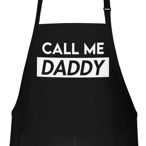 APRON DADDY Funny Apron for Men - Call Me Daddy - Adjustable Large 1 Size Fits All - Poly/Cotton Cooking Apron with 2 Pockets - Joke Apron BBQ Gift for Dad, Husband, Chef