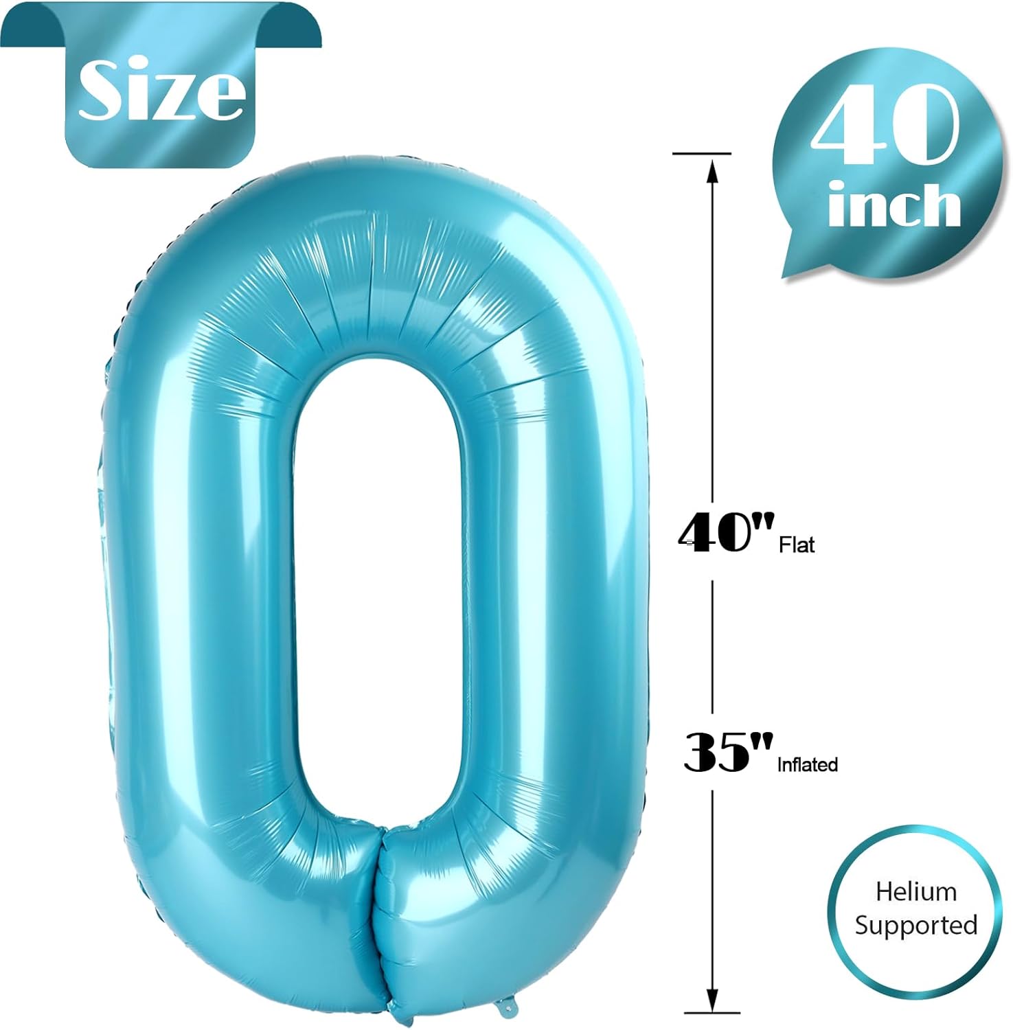 Pearlescent Blue 40-Inch Number Balloon - 0 Balloon for Birthday Celebrations | Party Supplies for All Ages