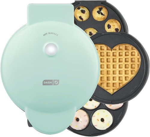 Dash MultiMaker® Treat Maker System - Create Mini Donuts, Cupcakes & Waffles - Easy Cleanup, Aqua