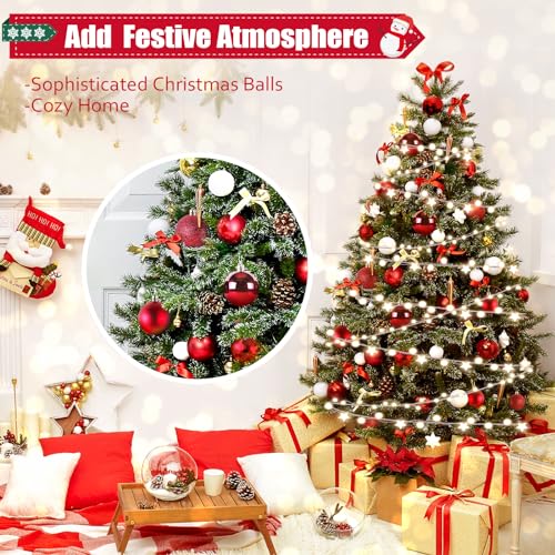 24-Pack 2.5-Inch Red Christmas Ball Ornaments - Matte, Glitter & Shiny