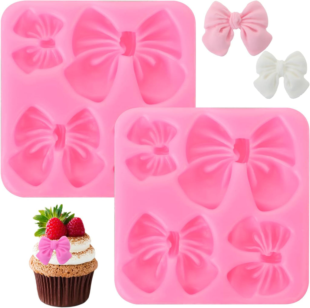 Skiennix Bow Chocolate Mold - 2 Pack Silicone Molds for Cake Pops & Fondant | Perfect for Weddings & Birthdays