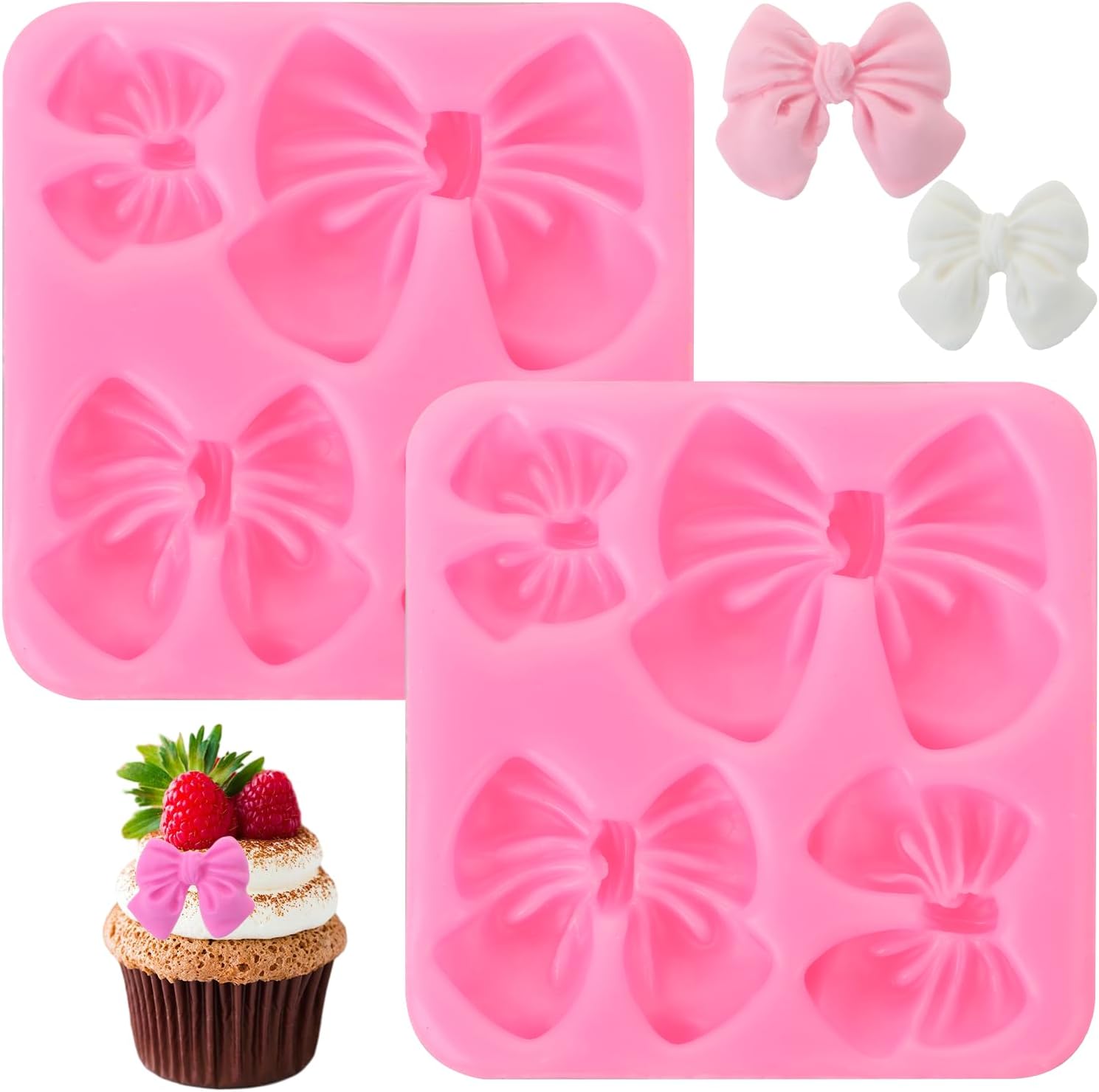 Skiennix Bow Chocolate Mold - 2 Pack Silicone Molds for Cake Pops & Fondant | Perfect for Weddings & Birthdays