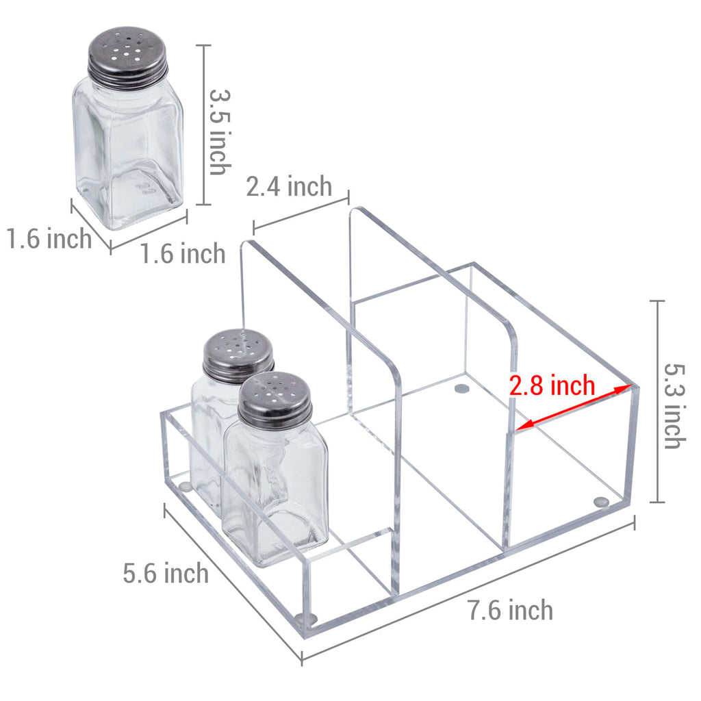 MyGift 2-in-1 Acrylic Napkin Holder with Salt and Pepper Shakers, Metal Vintage Scrollwork Dinner Table Paper Towel Condiment Holder with Rustic Solid Wood Base (Premium Clear Acrylic)