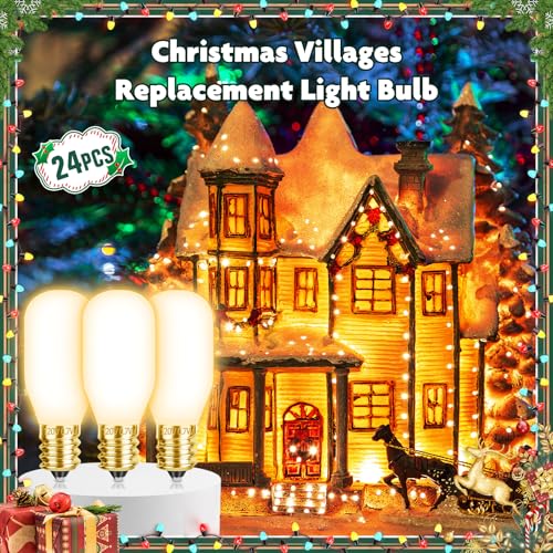 24-Pack E12 T20 LED Christmas Village Replacement Bulbs - Warm White