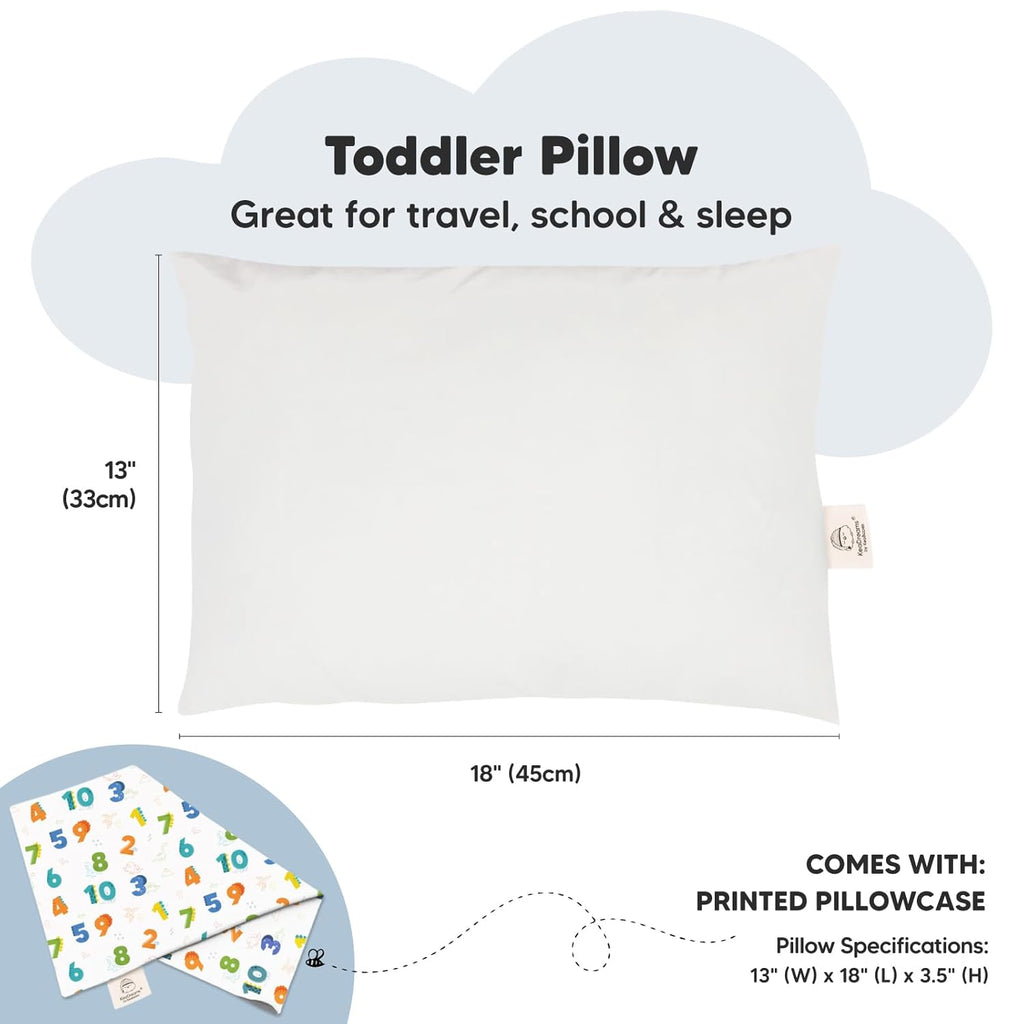 My Little Dreamy Toddler Pillow - 13x18 Organic Cotton Travel Pillowcase, Soft & Breathable for Ages 2-5