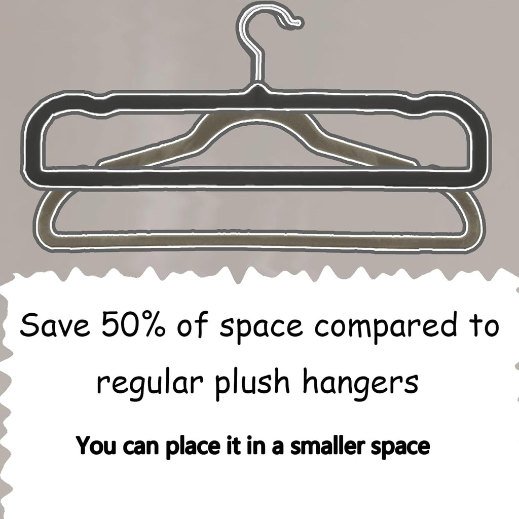 Velvet Pants Hangers by Perchas Terciopelo - Non-Slip 20 Pack for Space-Saving Closet Organization - 360° Rotatable Hook (Black)