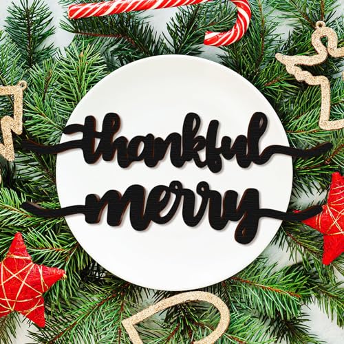 Jetec 12 Pcs Christmas Wooden Word Cutouts Hope Black Holiday Decor