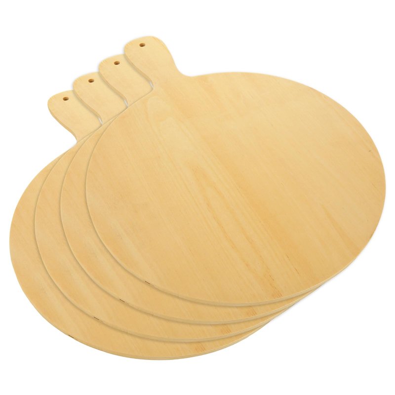 ACXFOND 4 Pack Wooden Pizza Peel, 12 Inch Pizza Spatula with Wood Handle Suitable for 12"x12" Pizzas, Round Wooden Cutting Boards for Baking Homemade Pizza, Bread, Cheese, Fruit