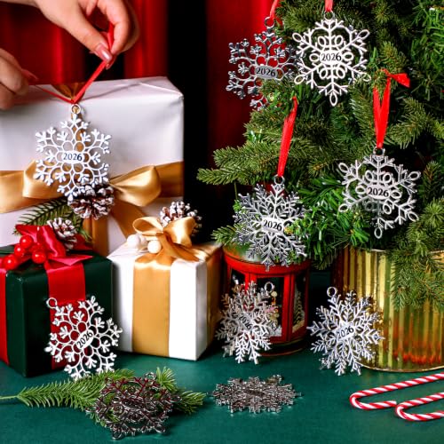 Hotop 12-Pack Silver Metal Christmas Snowflake Ornaments Holiday Decor