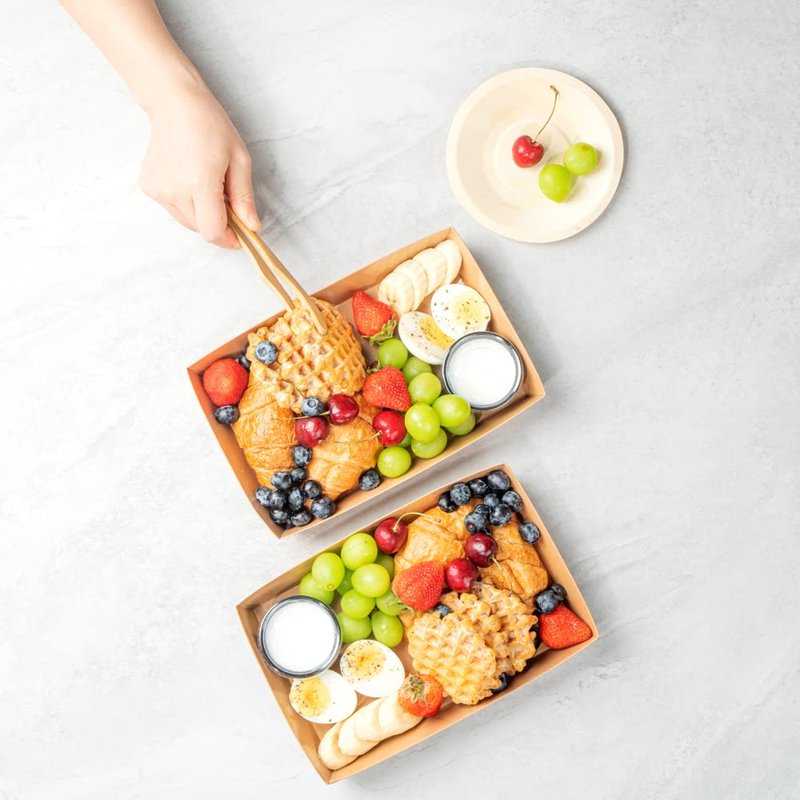 Restaurantware Matsuri Vision 9 x 6 x 1.5 Inch Large Sushi Trays 100 Greaseproof Sushi Packaging Boxes - Lids Sold Separately Disposable Kraft Paper Sushi Containers For Entrees Or Desserts