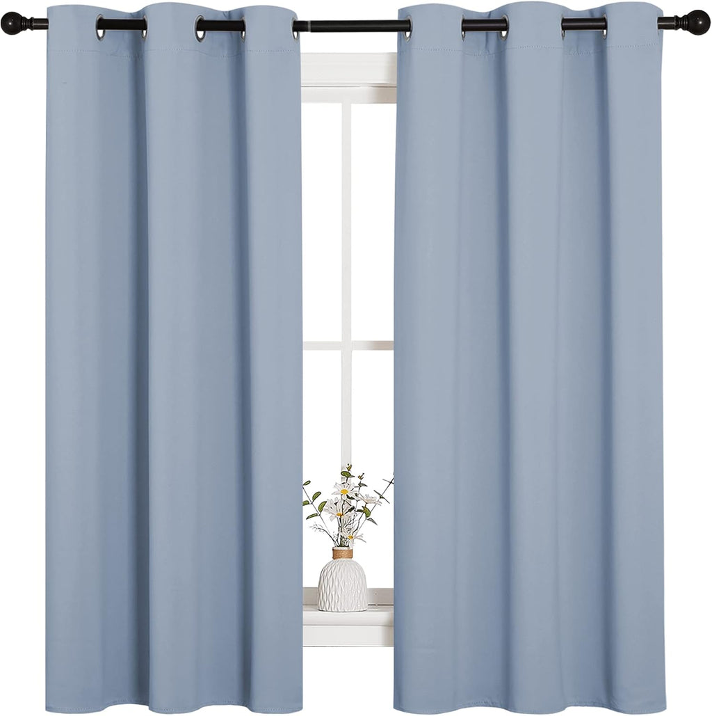 NICETOWN Vintage Blue Blackout Curtains - Thermal Insulated Drapes for Small Windows | 45" Length, 34" Wide, 2 Panels