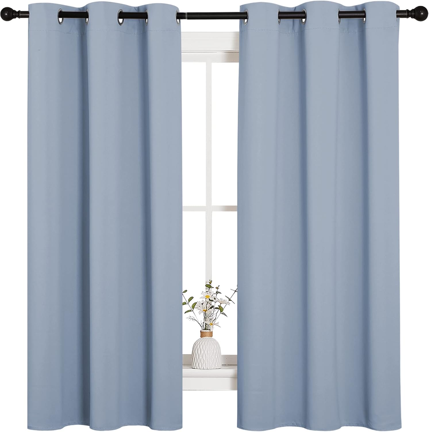 NICETOWN Vintage Blue Blackout Curtains - Thermal Insulated Drapes for Small Windows | 45" Length, 34" Wide, 2 Panels