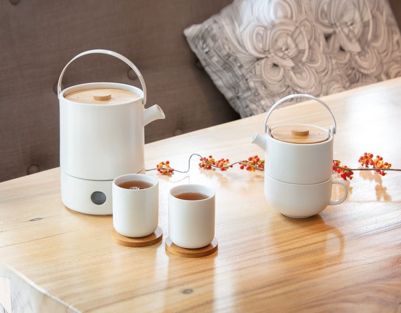 Bredemeijer Tea-for-one Umea White with Bamboo Lid